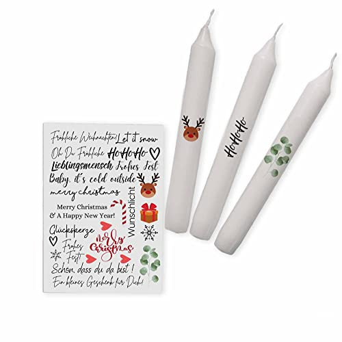 Kerzen Sticker Weihnachten | Kerzenfolie | Kerzentattoo | Bastelset für Kerzen | Weihnachtsgeschenk | Kalender | Geschenk | Basteln | Sprüche (DIN A6, 5 Stabkerzen)