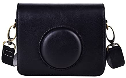 Rieibi Mini EVO Case - Retro PU Leather Protective Case for Fuji Mini EVO Instant Camera - Removable Case with Adjustable Shoulder Strap - Black