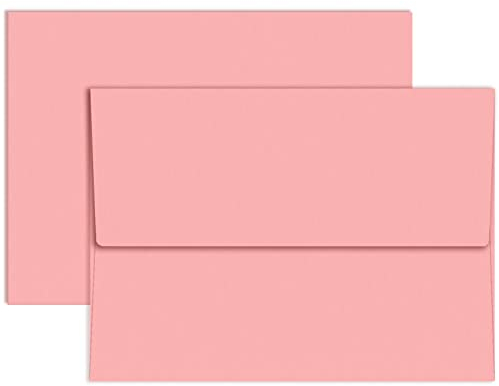 100 Packungen 12,7 x 17,8 cm Umschläge für Einladungen, rosa A7-Umschläge, selbstklebende quadratische Klappe, perfekt für Hochzeiten, Fotos, Einladungen, Grußkarten, Versand, Babyparty (13 x 18 cm)