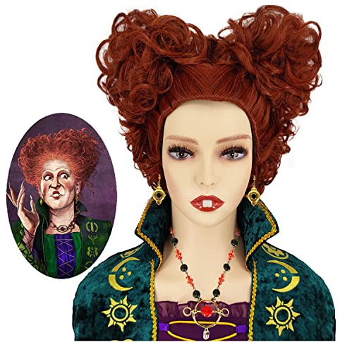 Perücke für Winifred Sanderson von Hocus Pocus Rote Braune Perücke für Frauen Damen Halloween Kostüm Cosplay Perücken AL055