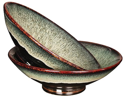 YA JU 2 ensembles de bols à soupe de nouilles ramen en céramique de - parfaits pour les ramen, pho, soupes et plats asiatiques, nouilles udon (Bol de soupe aux nouilles 26.3 cm noir)