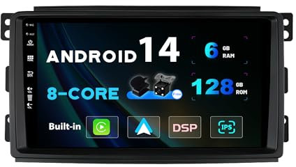 SXAUTO [6GB+128GB] Android 14 IPS Autoradio Per Benz Smart fortwo 451 (2005-2010) - Senza fili CarPlay/Android Auto - LED Telecamera + MIC - DSP DAB Fast-boot Volante 360-Camera WiFi - 2 Din 9 Pollici