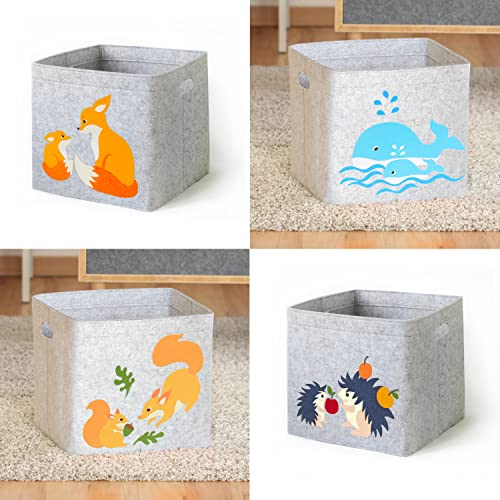 Lucky Sign Aufbewahrungsbox Kinder faltbar Spielzeugkiste aus Filz Aufbewahrungskorb Wickeltisch für Kinderzimmer, 4er Set - Kombination 1