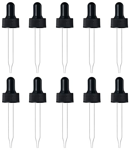 Lot de 12 Compte-Gouttes en Verre pour huiles essentielles, pipettes pour huiles essentielles, pipettes Compte-Gouttes à Pointe Droite pour Bouteilles de 30 ML