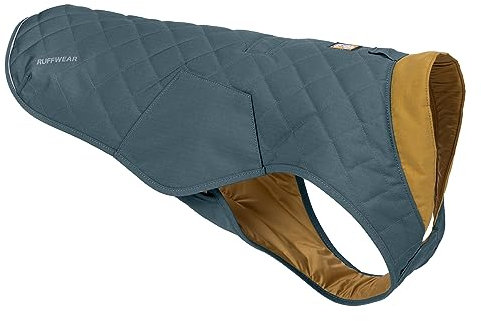 RUFFWEAR Stumptown Quilted Dog Jacket, Large Dog Coat with Harness Portal, Stylish Premium Quality Dog Vest for Pet Dog Walking, Cosy & Abrasion Resistant Dog Coat, L, Orion Blue