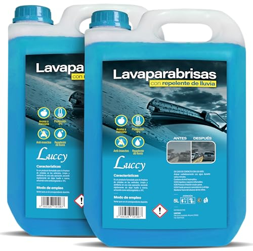 Limpiaparabrisas Coche Líquido Protección Anti Lluvia 10 Litros | Lavaparabrisas Anticongelante Protección -5ºC