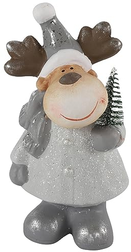 Dadeldo Living & Lifestyle Dekofigur Elch Keramik grau 17cm Weihnachtsdeko