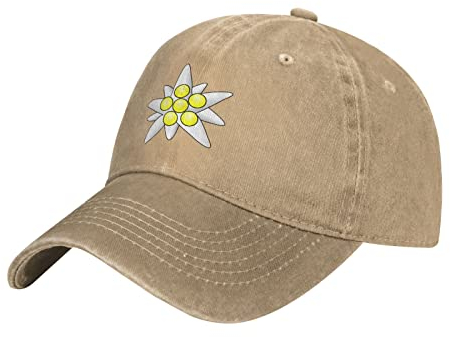 874 Baseballkappe Edelweiß-Blumen-Unisex-Low-Profile-Design Basecap Unisex Baseball Mützen Verstellbare Baseball Kappe Für Wandern Vintage Distressed Stickerei Cap