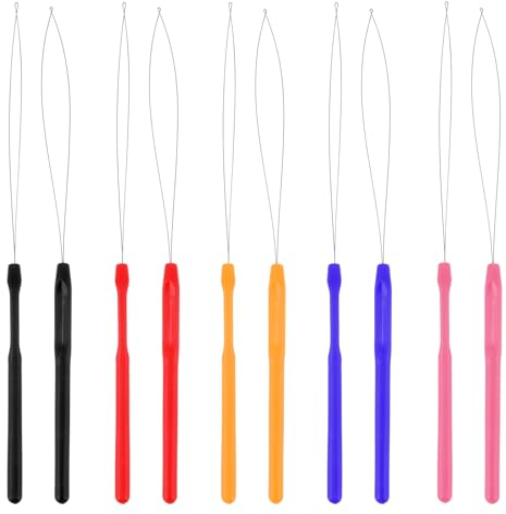 10 unidades de extensiones de pelo, enhebrador de agujas, herramienta para extensiones de pelo, trabillas, enhebrador de aguja, enhebrador de pelo, lazos para extensiones de pelo