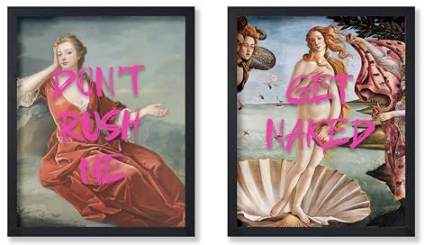 Poster Master 2-teiliges Don't Rush Me-Poster – Get Naked Print – Altered Art – trendige Kunst – moderne Kunst – Pop-Art – Geschenk für Männer und Frauen – lustige Dekoration für Schlafzimmer oder