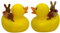 MIJOMA 2er Set Badeenten Badewannenspielzeug, Handbemalt & Latexfrei, Perfekt für Partys, Geburtstage, Weihnachten, Baby-Partys & Mehr – Tolle Badezimmerdekoration, 8 cm Hoch (Enten mit Osterhase)