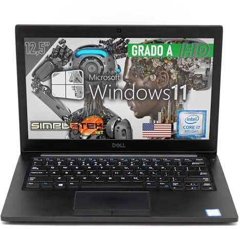 Ordinateur portable Dell Latitude 7290 Core i7 8° Gen 12,5 HD | 16 Go RAM DDR4-480 Go SSD M.2 | Windows 11 Pro - Disposition du clavier U.S.A. | HDMI miniDP (Reconditionné)