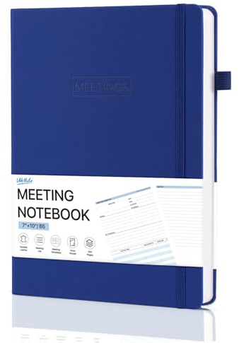 WEMATE Multi-Page Action Meeting Notebook, Meeting-Planer Bürobedarf, Meeting Agenda Record Hardcover Meeting Protokollbuch, dunkelblau