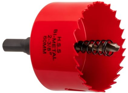 Professionelle Universal Lochsäge Ø 28-68mm aus HSS Bi-Metall für Aluminium, Holz, OSB, PVC, Kunststoff, Gipskarton (HSS Bi-Metall, 60 mm)