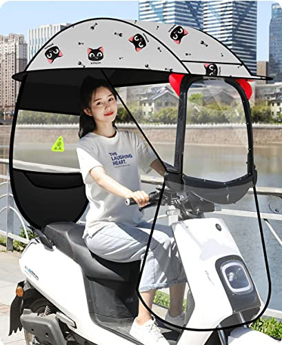 parasol para moto eléctrica, Toldo transparente for coche eléctrico, scooter de movilidad, cubierta for sol, lluvia, viento, coche eléctrico, previene paraguas, cubierta universal for sombrilla de mot