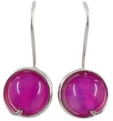Ohrringe BEL 925 Silber (Achat fuchsia gefärbt)