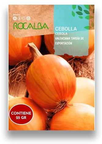 Semillas Cebolla Variedad Valenciana Tardía | Sobre 25 GR | Semillas Profesionales para Cultivar tus cebollas en tu huerto | Rocalba
