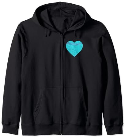 Cuore vintage da baseball verde acqua e viola Felpa con Cappuccio