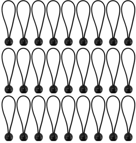Lot de 27 tendeurs à boules de 15,2 cm de diamètre 4 mm avec boules, tendeurs de drapeau, sangles élastiques robustes pour bâche, mât de drapeau/bannière, tente de camping, auvent, tonnelle, chapiteau
