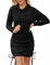 Aottori Women Hoodie Sweatshirt Dresses Ladies Hoodies Dress Long Sleeve Drawstring Hooded Solid Casual Pullover Long Tops for Autumn Winter Black XL