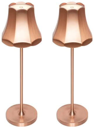 Qazqa - Retro Set mit 2 Retro-Nachttischlampe | Tischleuchte I Tischlampe I Lampe I Leuchten Kupfer wiederaufladbar IP44 - Granny Dimmer I Dimmbar I Außenbeleuchtung - Aluminium Länglich - I LED