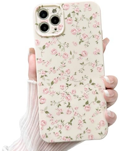 NITITOP Compatible with iPhone 11 Pro Max Case Cute Flower for Women Girls Floral Light Pink Rose Design Vintage Shockproof Soft Girly Slim TPU Fashion Protective Phone Cover - Light Pink