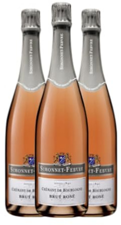 Taittinger Simonnet-Febvre Rosé Brut Crémant de Bourgogne 75 cl Rosé Sekt (Karton mit 3 Flaschen von 75 cl)