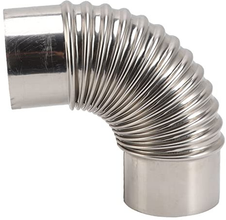 PerGar Rohrbogen, 90-Grad-Ofenrohrbogen, Schornstein-Edelstahl-Rauchrohr, Edelstahl-Ofenrohr-Rohrbogen, Schornstein-Verlängerungsbogen für Innen- und Außenbereich, Camping-Holzofen