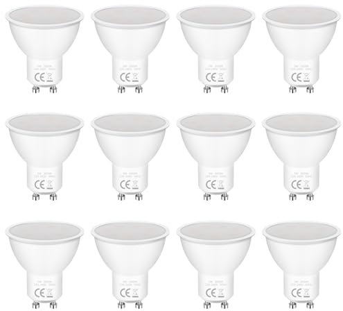 GU10 LED Kaltweißem Lampe 5W 6000K 400 Lumen Glühbirnen,Ersetzt 50W Halogen Leuchtmittel,GU 10 LED Warmweiss Nicht Dimmbar,Kein Flackern,Abstrahlwinkel 120° Reflektorlampen,AC 220-240V,12 Stück