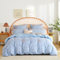 Freyamy Tuftée Housse de Couette 200x200cm à Carreaux Bleu Broderie Parure de Lit 2 Personnes Adulte Ado Filles Shabby Chic Linge de lit avec Fermeture Éclair et 2 Taies d'oreiller 65x65cm