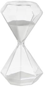 Baroni Home Sablier avec Sable en Verre, sablier décoratif pour Salon, Chambre à Coucher, Bureau et étude, Sablier 5 Minutes, 5,5x5,5x11 cm (Diamant Blanc)