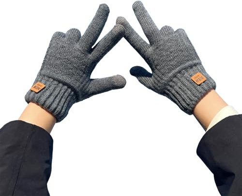 Cinsersr Handschuhe Damen Winterhandschuhe Handschuhe Winter Damen Warme Dehnbare Dicke Strickhandschuhe mit Touchscreen Outdoor-Wintergeschenke für Männer und Frauen (Grau)