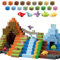 TUKIIE Magnetic Blocks 1 inch - 205PCS Magnetic Building Blocks Dinosaur Forest Worlds, Magnet Cubes Learning Construction Toys Birthday Gifts for Toddler Kids Boys Girls 3+ Years Old