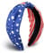 4th of July Women's Headbands - Knotted American Flag Top Knot Hair Hoops, Patriotic USA Independence Day Red White and Blue Accessories (1 Count, One size)