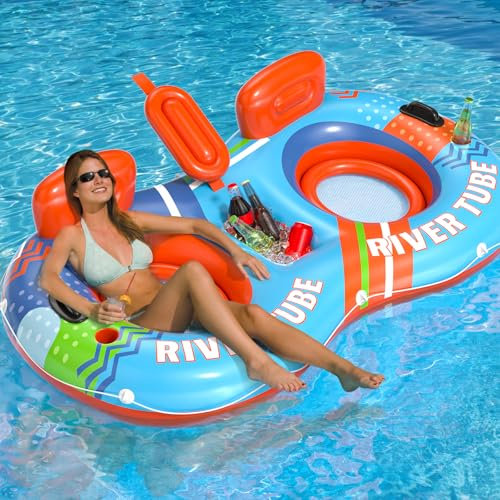 Large Inflatable River Tube 2 Person, Swimming Pool Inflatables for Adults, Inflatable Pool Floats Adult, Water Leisure Inflatable Lounger, Pool Toys Water Hammock (RT-01)