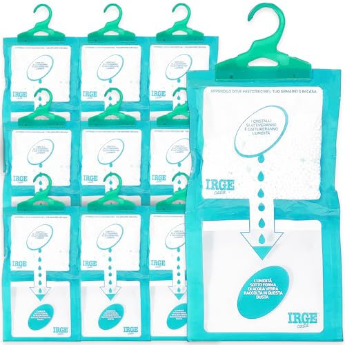 Sicignano | Set 10 Deumidificatori con Appendino 2 in 1 IRGE, Anti-Umidità e Anti-Odore, Capacità 500 ml, Ideale per Armadi e Ambienti Domestici, Fragranza Muschio Bianco