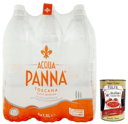 Italian Gourmet Acqua Minerale Naturale Stillwasser ohne Gas 6 x 1500ml | Sapore leggero e morbido; ausgewogene Mineralisierung, geeignet bei Tisch, Gesamtnettogewicht 9 L + Kostenlos Polpa 400g
