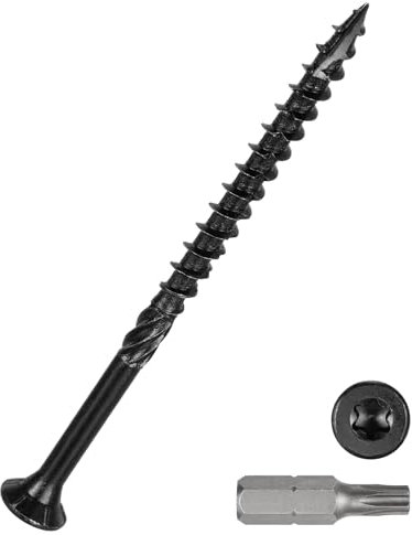 DTGN #9x3 Deck Screws - 150Pack - Good for Decks, Fences, Frames, Farms, Outdoor Furniture - Carbon Steel Wood Screws Decking Screws Epoxy Coated W/ T25 Torx Star Drive Bit - Black