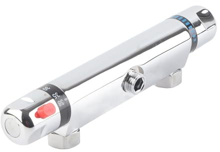 Thermostatic Valve Blender, Brass Temperature Control Shower Valve, Hot Cold Water Bath, with Anti Scal Safety Feature (Tube Mouth Upward)