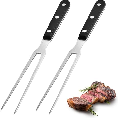 Noaxylic 2 Stück Fleischgabel 29cm Edelstahl Grillgabel mit Griff Küche | Robuste Tranchiergabel aus Edelstahl mit Kunststoffgriff, Hitzebeständig Langlebig Geeignet für Grill, Küche Outdoor Camping