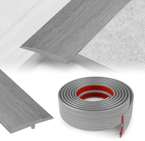 YushengTai übergangsprofil, T Profil übergangsprofil Selbstklebend, Türschwellen Leiste übergangsleiste Wird für Gelenke Zwischen Zwei Etagen Verwendet (Grau Maser, 5cm×1m)