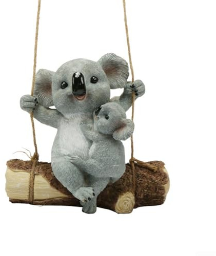 Charmante Gartenfigur Koala mit Schaukel Outdoor Baum hängende Ornament (A)