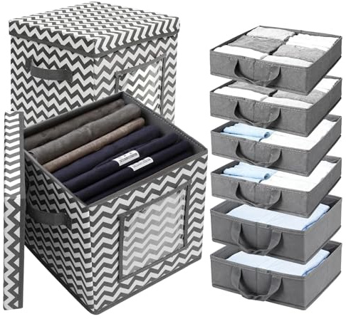 Anstore Weihnachtsdeko Aufbewahrung, Aufbewahrungsbox 2er Set Faltbare Aufbewahrungswürfel Stoff, Sortierbox Stoff in Würfelform mit Unterteiler, Faltbare Aufbewahrungskiste mit Griff (30x30x30cm)