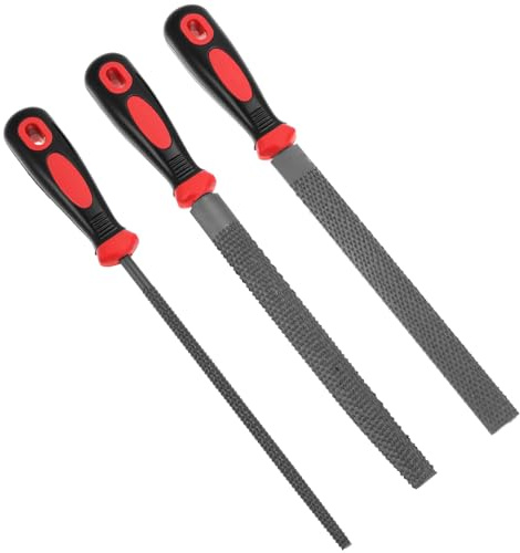 QWORK® 3-teiliges raspelfeilen-set, doppelseitige feilen aus t12-kohlenstoffstahl mit rutschfestem griff – halbrund-, rund- und flachfeilen für metall, holz und kunststoff