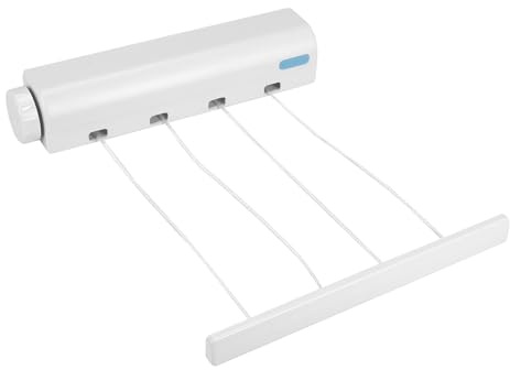 Bortivier Tendedero RetráCtil TelescóPico para Interiores y Exteriores Montado en la Pared Tendedero LíNea de Secado Colgador de Cuerda (4 LíNeas)