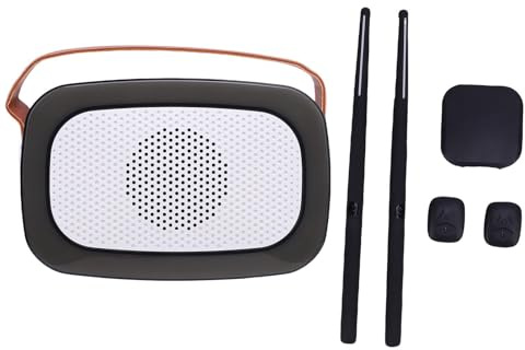 Luocute Air Drum Sticks Set, Tragbares Smart RGB Virtual Electronic Drumsticks Kit mit Lautsprecher 8 Soundpedal 3D Motion Sensing Schwarz, Set für Leises Trommeltraining