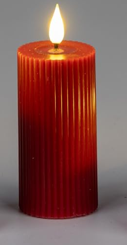 formano LED-Wachskerze Kerze Streifen rot 5x8cm inklusive Kerze mit Timerfunktion; für 3x AA Batterien 1,5V