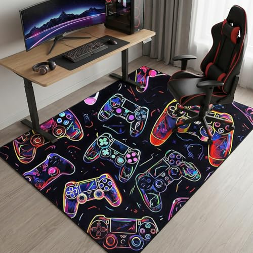 PyrrlicToy Gaming Rug for Bedroom, Gamer Rug, Colorful Boys Bedroom rug, Game Controller rugs for Game Room Playroom Home Decor, Non-Slip Carpet Decorative Floor Mat 80 * 120 cm