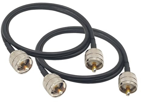 Kinweistex UHF Extension Cable PL259 Male to Male RG58 Coaxial Cable 50 ohm Low Loss for SWR Meter 3.3ft 2pcs
