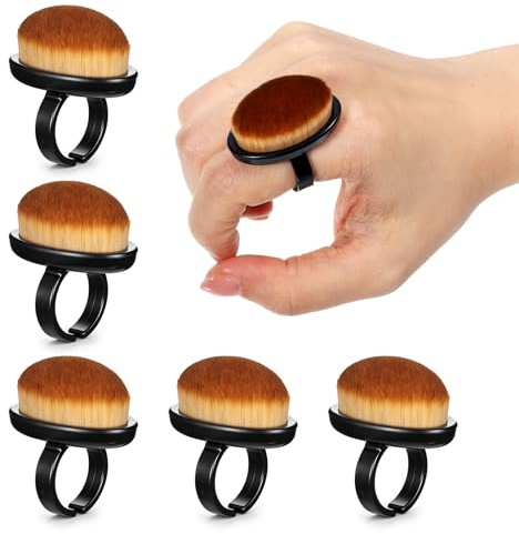 SULIKJHUI 6 Pcs Nail Dust Cleaning Brush Ring, Small Soft Fingernail Brush | ABS & Nylon Bristles Nail Dust Cleaning Tool Portable Nails Duster Tools for Fingernails & Toenails (Black)
